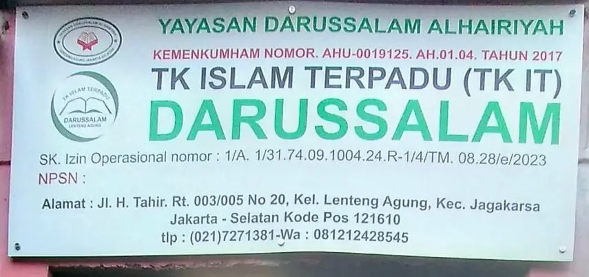 TK ISLAM TERPADU DARUSSALAM